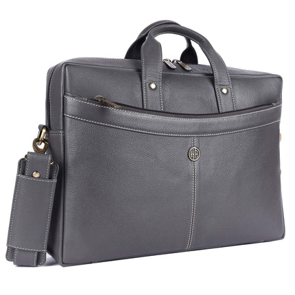 HAMMONDS FLYCATCHER Genuine Leather Office Bag for Men, 15.6 Inch Professional Laptop Bag for Men, Adjustable Strap and Multiple Compartments, Leather Bag for Men - 1 Year Warranty - Graphite Grey 