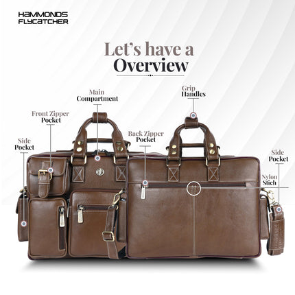HAMMONDS FLYCATCHER Genuine Leather Office Bag for Men with Adjustable Shoulder Strap - 15.6 Inch Laptop Bag for Men - Water Resistant, Leather Bag for Men, 1 Year Warranty - Brushwood 