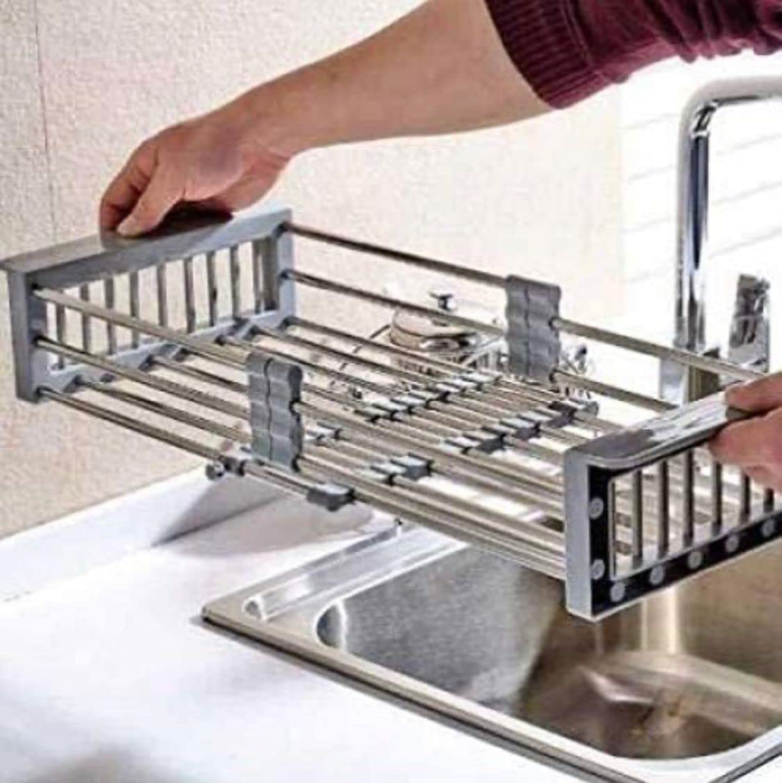 HAPPY HOMES Modular Kitchen Sink (24X18X10 Inch), Matte Satin Finish 304 Grade Stainless Steel with Nanocoated Undercoating |Square Coupling and Metal Fruit Basket | 7 Years Warranty| 