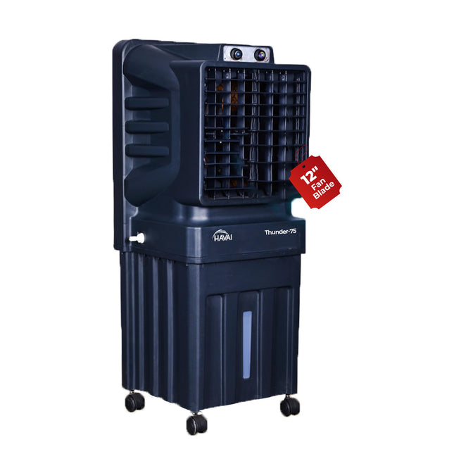 HAVAI Thunder-75 Air Cooler | 70L Tank Capacity, 150W Power, 250 Sq. Ft. Area Coverage | 15 Ft. Air Throw, Auto Louver Movement, 3-Speed Control, 3-Way Air Delivery | Powerful Cooling 