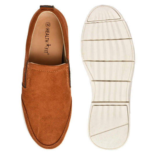 HEALTH FIT Super Extra Soft Casual/Sports/Slip-on Sneakers/semi Formal Soft Cushioning Insole Running Walking Jogging Athletics Comfortable and Stylish Mens/gens Lightweight shoes-142 TAN UK-9 