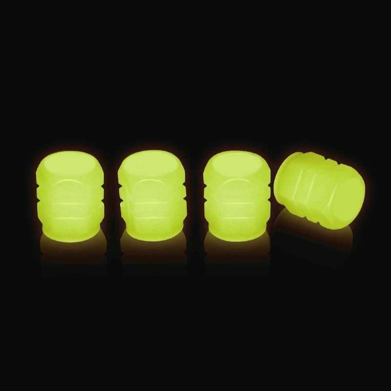 HEJISUN Car/Bike Wheel Tire Rim Air Valve Cap Radium Tyre Air Caps Cover Glow Radium Light Resistant Tire Pressure Caps, Universal for Car, Truck, Motorcycles, Bike (4pcs, Yellow) 