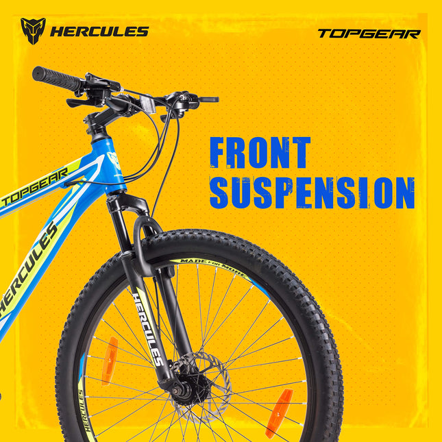 HERCULES-TOP GEAR-A27 R1 with Shimano Gears-Matte Bright Blue 43.17 Inches, Boys , Mountain Bike , Geared cycle 