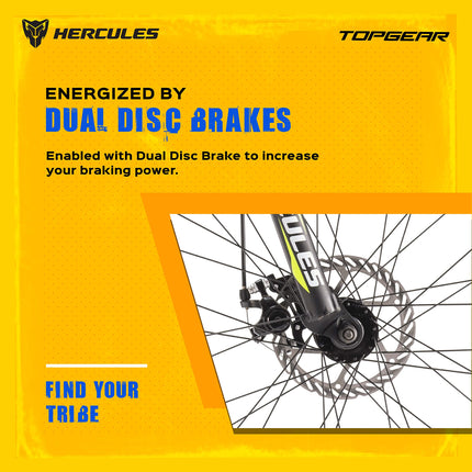 HERCULES-TOP GEAR-A27 R1 with Shimano Gears-Matte Bright Blue 43.17 Inches, Boys , Mountain Bike , Geared cycle 