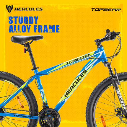 HERCULES-TOP GEAR-A27 R1 with Shimano Gears-Matte Bright Blue 43.17 Inches, Boys , Mountain Bike , Geared cycle 