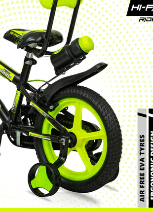HI-FAST 14 inch Sports Kids Cycle for Boys & Girls 3 to 5 Years with Training Wheels (95% Assembled) (Green) 