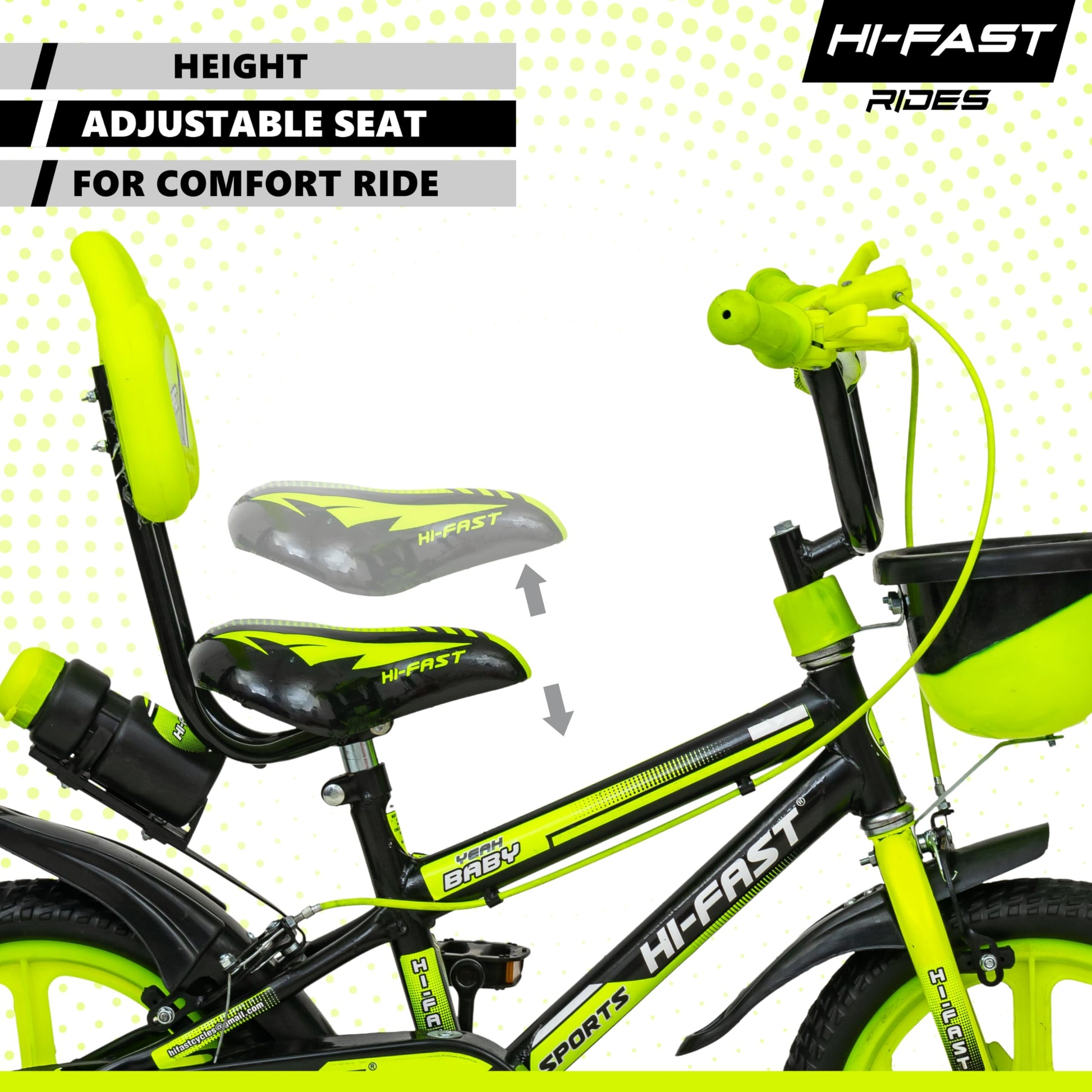 HI-FAST 14 inch Sports Kids Cycle for Boys & Girls 3 to 5 Years with Training Wheels (95% Assembled) (Green) 