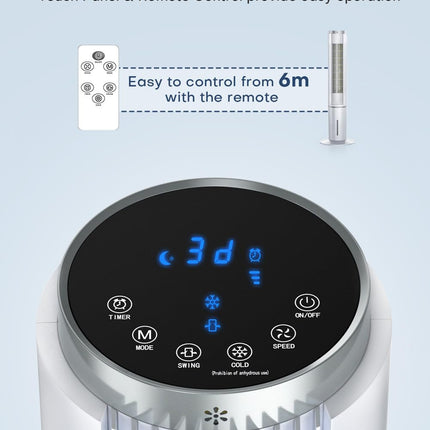 HIFRESH Air Cooler for Home, 107CM Tower Cooler w/Remote & LED Touch Screen, 4 Mode & 3 Speed, 12H Timer, 26 Feet Air Delivery, 4L Water Tank, 4 Ice Packs, 70° Swing Control, 80W Low Power Consumption 