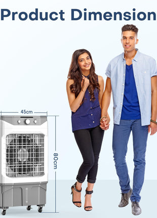 HIFRESH Air Cooler for Home, Silent Cooler with 20L Ice Chamber, 3 Speeds & Cooling Mode, 3-Side Antibacterial Honeycomb Pads, 4 Ice Packs, Powerful Throw, 70° Swing Air Cooler for Room Cooling 