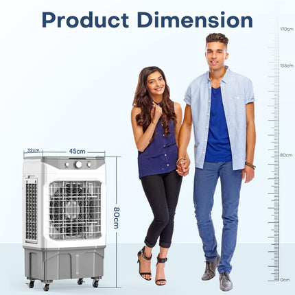 HIFRESH Air Cooler for Home, Silent Cooler with 20L Ice Chamber, 3 Speeds & Cooling Mode, 3-Side Antibacterial Honeycomb Pads, 4 Ice Packs, Powerful Throw, 70° Swing Air Cooler for Room Cooling 