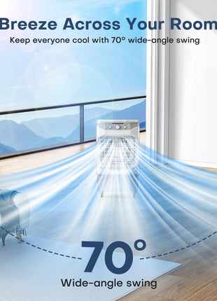 HIFRESH Air Cooler for Home, Silent Cooler with 20L Ice Chamber, 3 Speeds & Cooling Mode, 3-Side Antibacterial Honeycomb Pads, 4 Ice Packs, Powerful Throw, 70° Swing Air Cooler for Room Cooling 