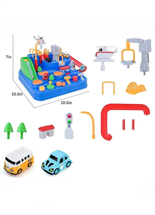 HIRNAYA Car Race Track Adventure Toys for 3+ Year Old Boys & Girls, City Rescue Preschool Educational Vehicle Puzzle Playset 