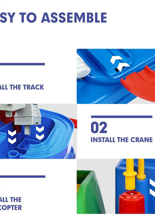 HIRNAYA Car Race Track Adventure Toys for 3+ Year Old Boys & Girls, City Rescue Preschool Educational Vehicle Puzzle Playset 