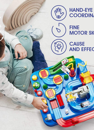 HIRNAYA Car Race Track Adventure Toys for 3+ Year Old Boys & Girls, City Rescue Preschool Educational Vehicle Puzzle Playset 
