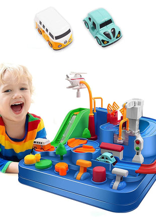 HIRNAYA Car Race Track Adventure Toys for 3+ Year Old Boys & Girls, City Rescue Preschool Educational Vehicle Puzzle Playset 