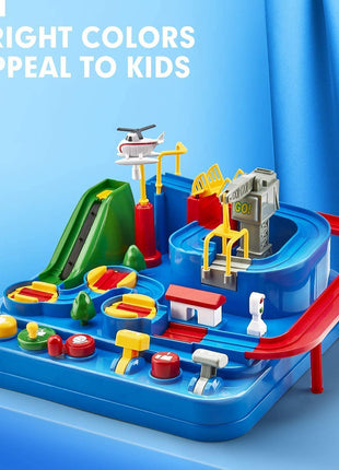 HIRNAYA Car Race Track Adventure Toys for 3+ Year Old Boys & Girls, City Rescue Preschool Educational Vehicle Puzzle Playset 