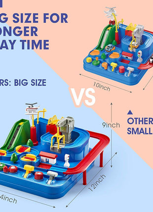 HIRNAYA Car Race Track Adventure Toys for 3+ Year Old Boys & Girls, City Rescue Preschool Educational Vehicle Puzzle Playset 