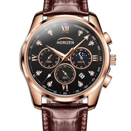 HORIZEN Chronograph Classic Luxury Watch for Men (Black Dial) 