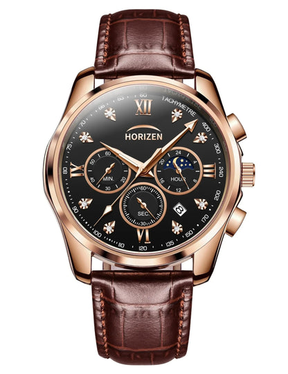 HORIZEN Chronograph Classic Luxury Watch for Men (Black Dial) 