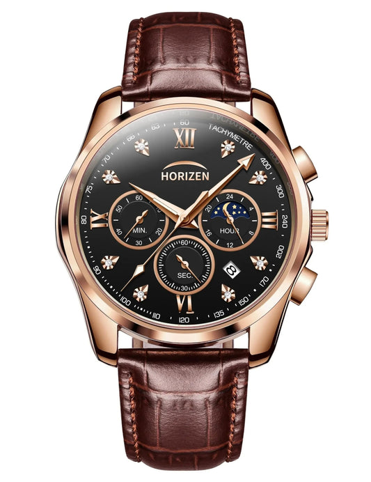 HORIZEN Chronograph Classic Luxury Watch for Men (Black Dial) 