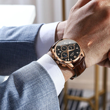 HORIZEN Chronograph Classic Luxury Watch for Men (Black Dial) 