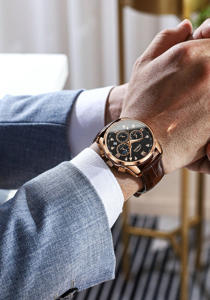 HORIZEN Chronograph Classic Luxury Watch for Men (Black Dial) 