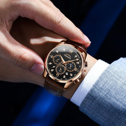 HORIZEN Chronograph Classic Luxury Watch for Men (Black Dial) 