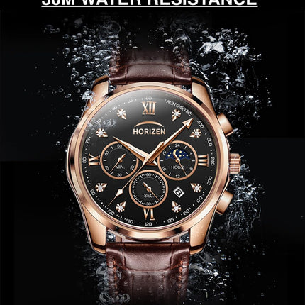 HORIZEN Chronograph Classic Luxury Watch for Men (Black Dial) 