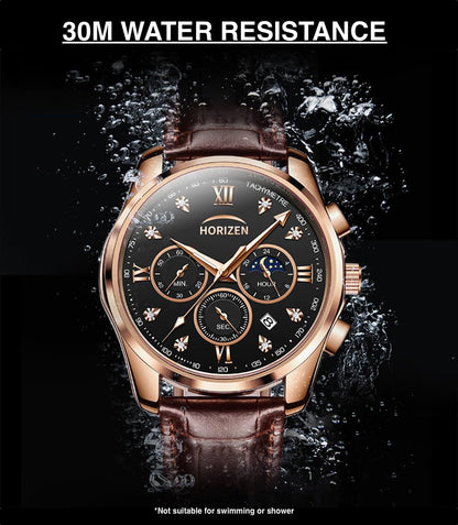 HORIZEN Chronograph Classic Luxury Watch for Men (Black Dial) 