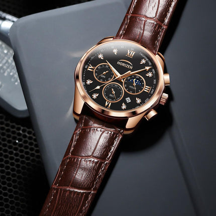 HORIZEN Chronograph Classic Luxury Watch for Men (Black Dial) 