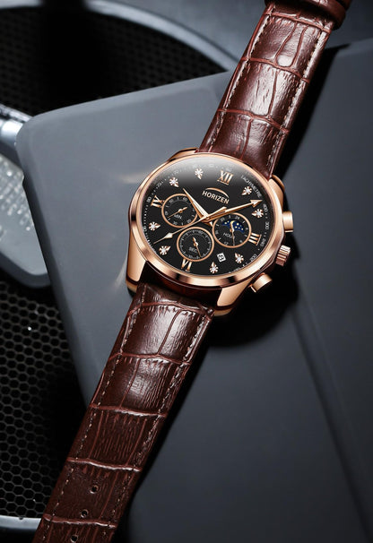 HORIZEN Chronograph Classic Luxury Watch for Men (Black Dial) 