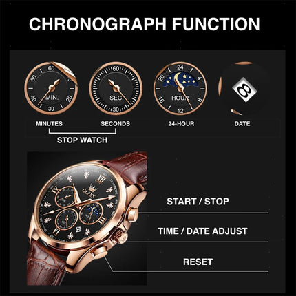 HORIZEN Chronograph Classic Luxury Watch for Men (Black Dial) 