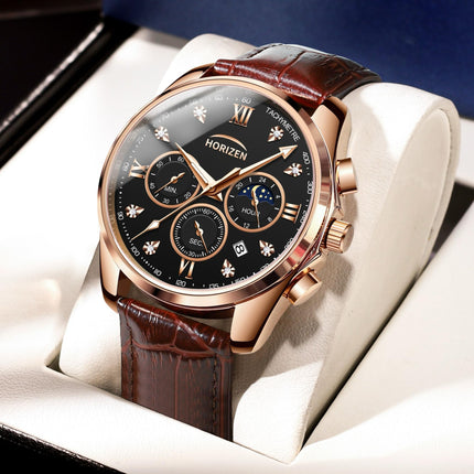 HORIZEN Chronograph Classic Luxury Watch for Men (Black Dial) 