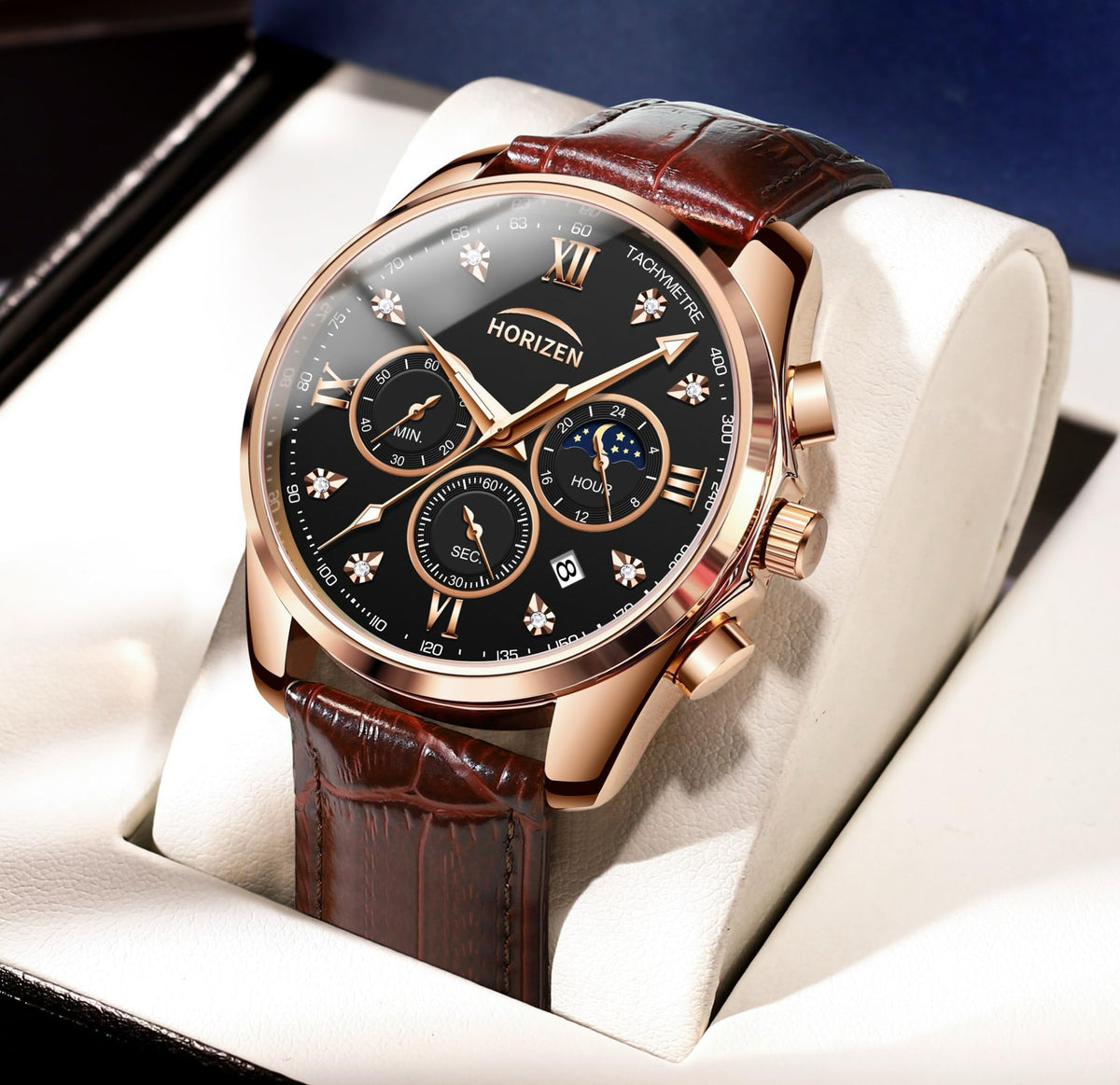 HORIZEN Chronograph Classic Luxury Watch for Men (Black Dial) 