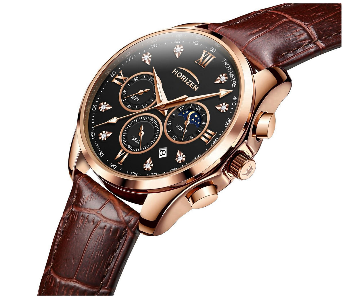 HORIZEN Chronograph Classic Luxury Watch for Men (Black Dial) 