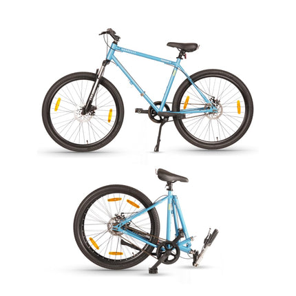HORNBACK Xpand Foldable Cycle 27.5" | Single Speed Mountain Bike | Front Suspension | Mechanical Disc Brakes | Fully Assembled | for Adults & Teens Age 12+ (Thunder Blue) 