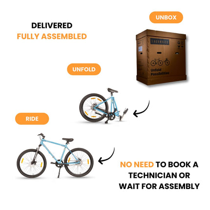 HORNBACK Xpand Foldable Cycle 27.5" | Single Speed Mountain Bike | Front Suspension | Mechanical Disc Brakes | Fully Assembled | for Adults & Teens Age 12+ (Thunder Blue) 