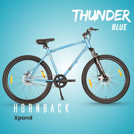 HORNBACK Xpand Foldable Cycle 27.5" | Single Speed Mountain Bike | Front Suspension | Mechanical Disc Brakes | Fully Assembled | for Adults & Teens Age 12+ (Thunder Blue) 