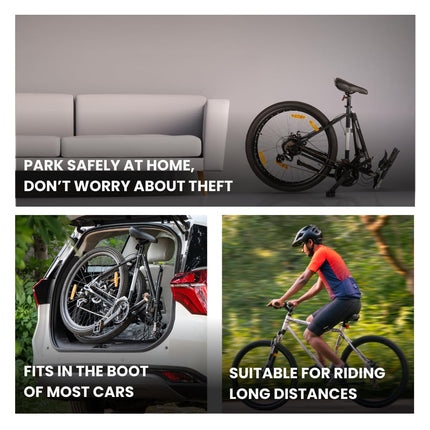 HORNBACK Xpand+ Foldable Mountain Cycle | 27.5 Inch | Shimano 21-Speed Gear Bicycle for Adults & Teens | FSK Pro Suspension 100mm | Fully Assembled | Ideal for Men & Women Age 13+ | Lightning Sliver 