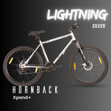HORNBACK Xpand+ Foldable Mountain Cycle | 27.5 Inch | Shimano 21-Speed Gear Bicycle for Adults & Teens | FSK Pro Suspension 100mm | Fully Assembled | Ideal for Men & Women Age 13+ | Lightning Sliver 