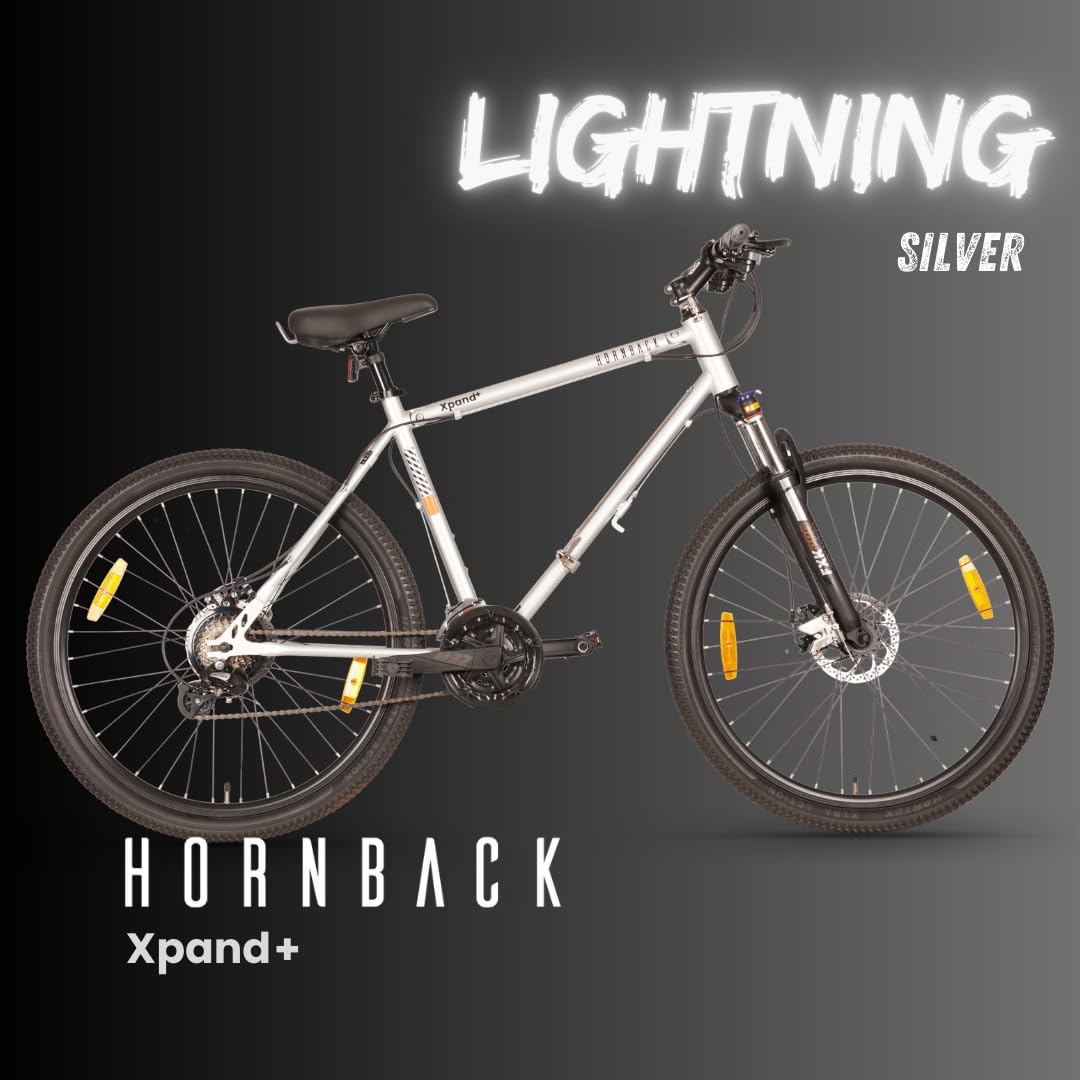 HORNBACK Xpand+ Foldable Mountain Cycle | 27.5 Inch | Shimano 21-Speed Gear Bicycle for Adults & Teens | FSK Pro Suspension 100mm | Fully Assembled | Ideal for Men & Women Age 13+ | Lightning Sliver 