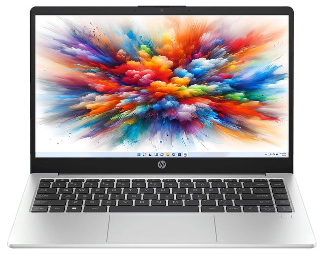 HP 14 (2025), AMD Ryzen 3 7330U Quad Core - (16 GB/512 GB SSD/AMD Radeon Graphics/Windows 11 Pro) Thin and Light Business Laptop/14.0" HD Display/Backlit + Fingerprint/Silver/1.4 kg/MS Office 2021 
