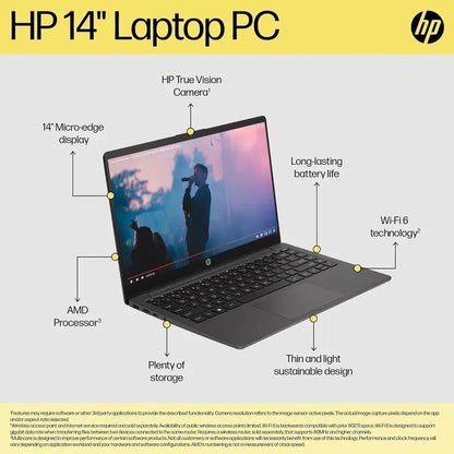HP 14 245 G10 (2025), AMD Ryzen 5 7520U Quad Core - (8 GB/512 GB SSD/AMD Radeon Graphics/Windows 11) Thin and Light Business Laptop/14.0" HD Display/Ash Grey/1.36 kg MS Office 2021 