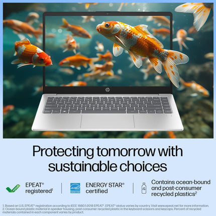 HP 14 AI, Intel Core Ultra 7 155H (16GB DDR5, 512GB SSD) FHD, Anti-Glare, 14"/35.6cm, Win11, Office21, Silver, 1.4kg, gr1023TU, Intel Arc Graphics, FHD Camera w/Shutter, Backlit Kb AI Powered Laptop 