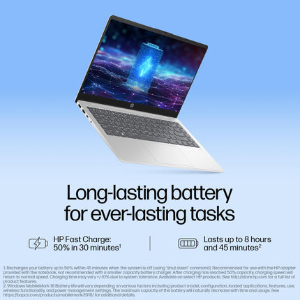 HP 14 AI, Intel Core Ultra 7 155H (16GB DDR5, 512GB SSD) FHD, Anti-Glare, 14"/35.6cm, Win11, Office21, Silver, 1.4kg, gr1023TU, Intel Arc Graphics, FHD Camera w/Shutter, Backlit Kb AI Powered Laptop 