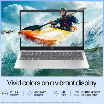 HP 14 AI, Intel Core Ultra 7 155H (16GB DDR5, 512GB SSD) FHD, Anti-Glare, 14"/35.6cm, Win11, Office21, Silver, 1.4kg, gr1023TU, Intel Arc Graphics, FHD Camera w/Shutter, Backlit Kb AI Powered Laptop 