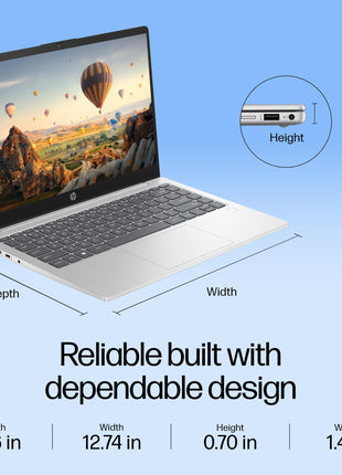 HP 14 AI, Intel Core Ultra 7 155H (16GB DDR5, 512GB SSD) FHD, Anti-Glare, 14"/35.6cm, Win11, Office21, Silver, 1.4kg, gr1023TU, Intel Arc Graphics, FHD Camera w/Shutter, Backlit Kb AI Powered Laptop 