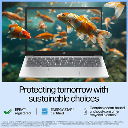 HP 14 AI, Intel Core Ultra 7 155H (16GB DDR5, 512GB SSD) FHD, Anti-Glare, 14"/35.6cm, Win11, Office21, Silver, 1.4kg, gr1023TU, Intel Arc Graphics, FHD Camera w/Shutter, Backlit Kb AI Powered Laptop 