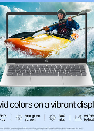 HP 14 AI, Intel Core Ultra 7 155H (16GB DDR5, 512GB SSD) FHD, Anti-Glare, 14"/35.6cm, Win11, Office21, Silver, 1.4kg, gr1023TU, Intel Arc Graphics, FHD Camera w/Shutter, Backlit Kb AI Powered Laptop 
