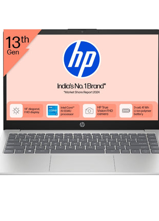 HP 14, 13th Gen Intel Core i5-1334U Laptop (16GB DDR4,512GB SSD) Anti-Glare, Micro-Edge, 14/35.6cm, FHD, Win11, M365 Basic(1yr),Office Home24, Silver,1.4kg, FHD Camera w/Privacy Shutter,ep0340TU 